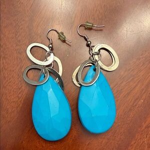 Silver and Blue Teardrop Earrings